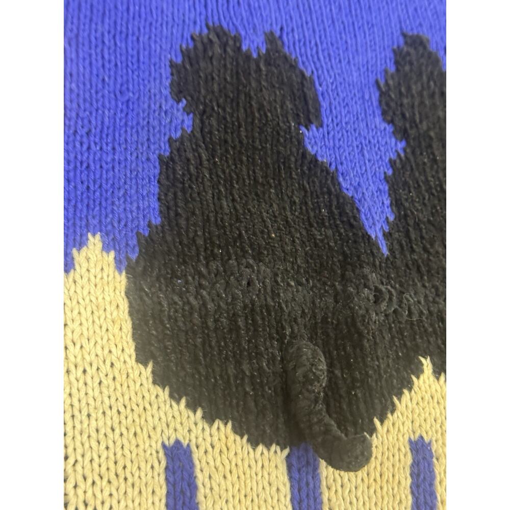 Vtg Marisa Christina Classics Hand Knitted S Blue Halloween Black Cat Sweater - Picture 7 of 15